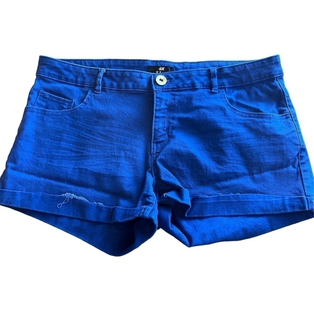 H&M shorts size 12 blue denim color folded hem pockets
